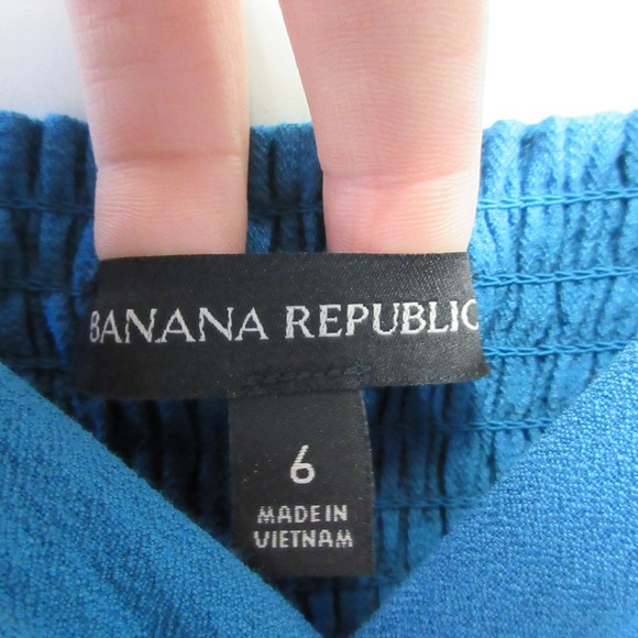 Banana Republic Twist Front Dress 6 Blue Midi V Neck Tank Casual Boho Party 338 - Picture 3 of 12